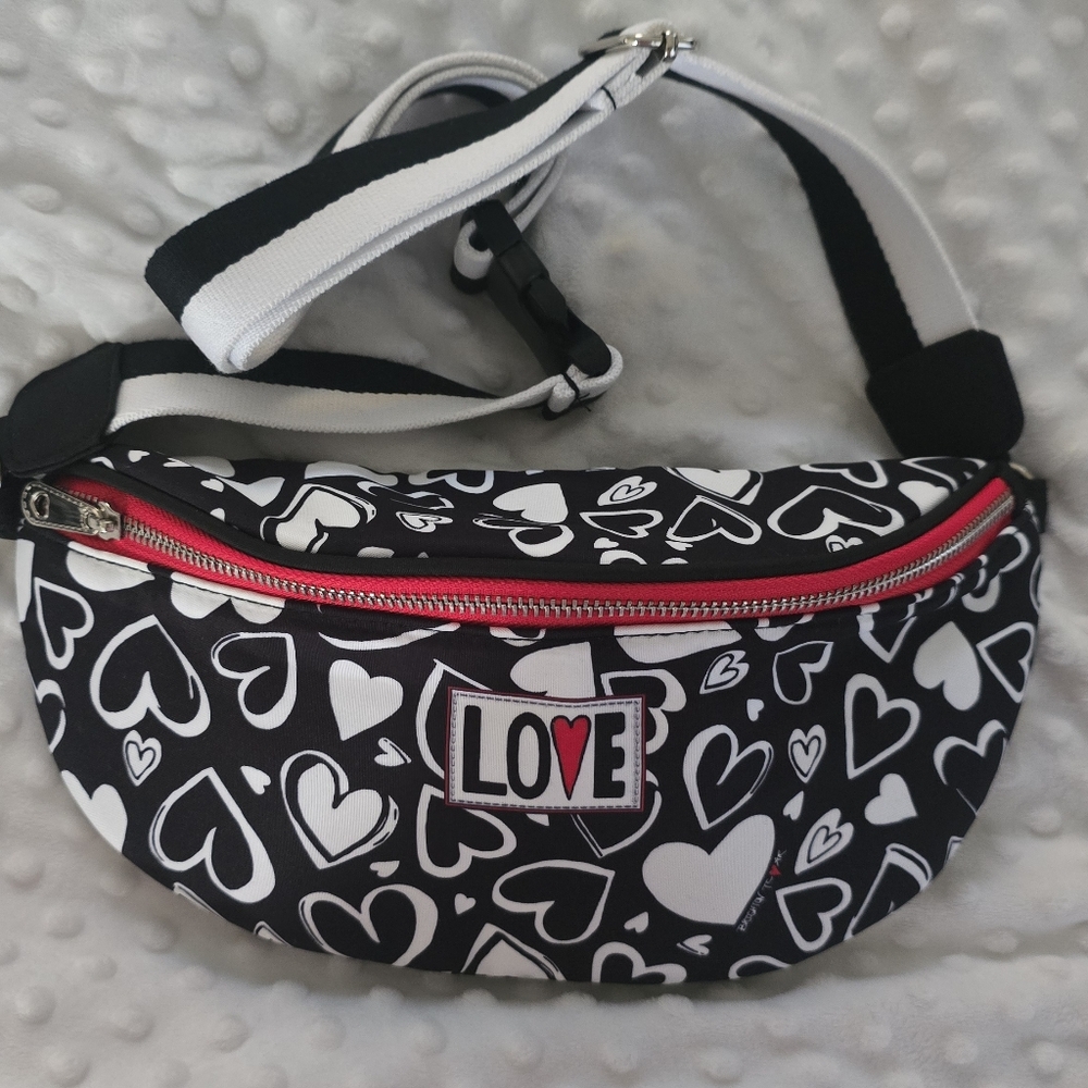 Birghton Black and White Heart Bum Bag